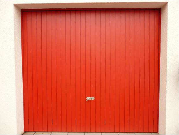 Red painted garage door